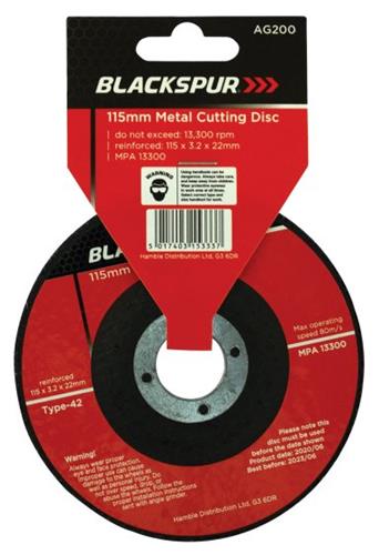 Blackspur 115 x 3.2 x 22mm Cutting Disc - Metal Blackspur 115 x 3.2 x 22mm Cutting Disc - Metal